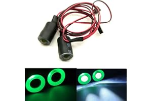 MOHERO 2 LEDs Angel Eyes & Demon Eyes LED Light Headlights for 1/10 RC Model Crawler Cars Headlamps (Green+White, 17mm)