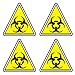dealzEpic - Biological Hazard (Biohazard) Risk Warning Triangle Sticker Sign - Self Adhesive Peel and Stick Vinyl Decal - 3.94 x 3.94 inches | Pack of 4 Pcs