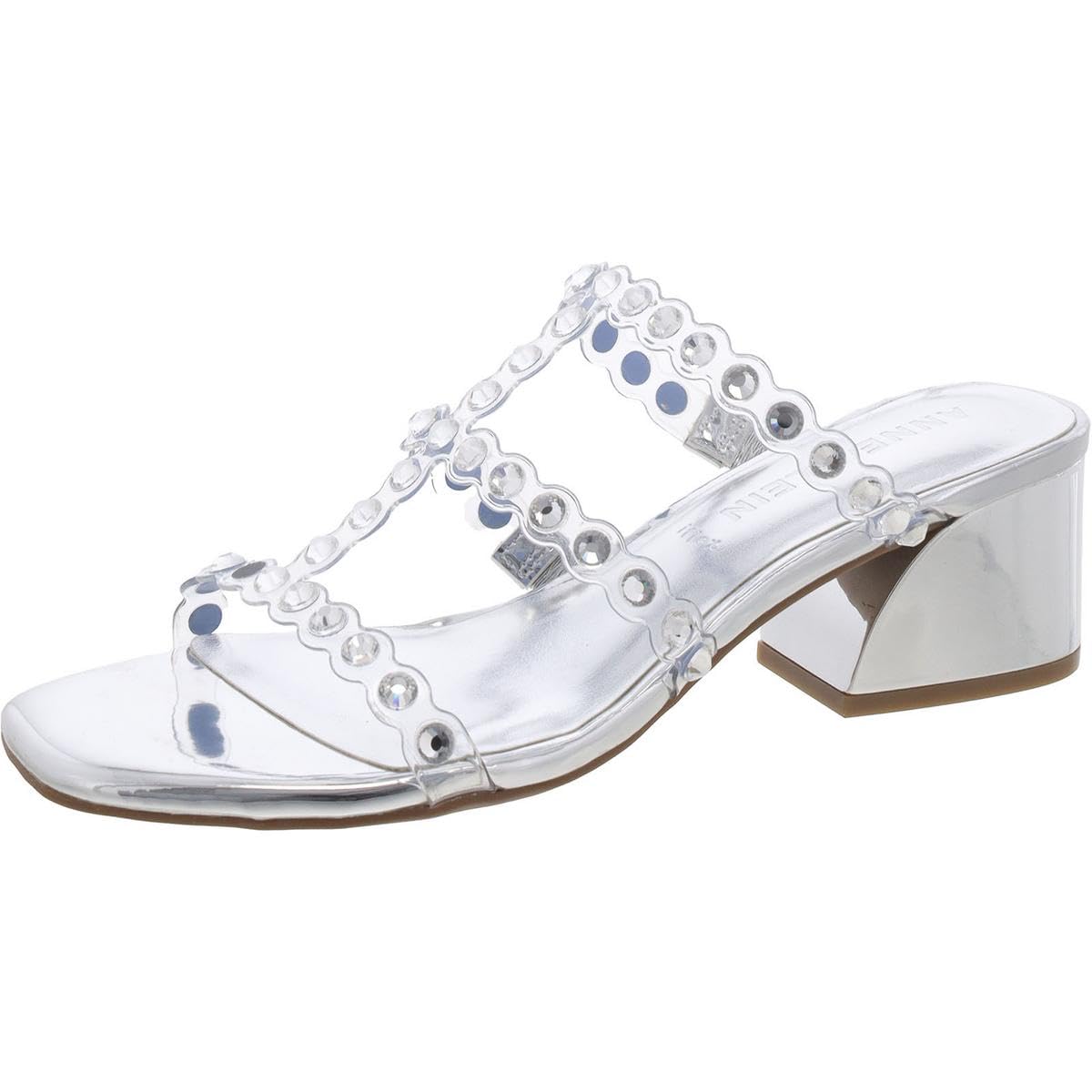 Anne Klein Women’s Marissa Heeled Sandal, Clear/Silver, 7