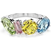 Swarovski Gema Ring, Mixed Cuts, Multicolored, Rhodium Finished; Size: Us 7; Eu 55