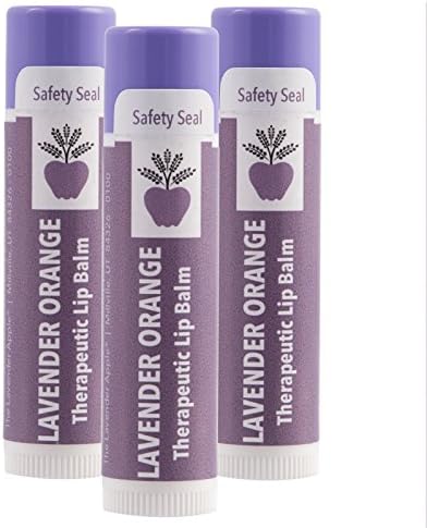 Therapeutic Lavender Orange Lip Balm With Vitamin E &amp; Therapeutic Lavender - All Natural Essential Oil Lip Moisturizer For Men &amp; Women