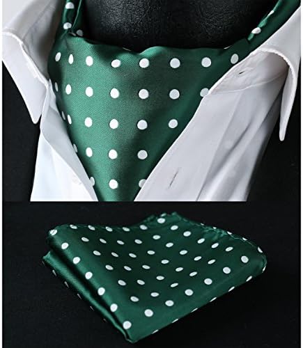 SetSense Men's Polka Dot Jacquard Woven Ascot Set One Size Green / White