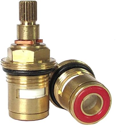 Huashan Pair of Replacement Brass Ceramic Disc Tap valves Quarter Turn Gland Insert BSP 1/2" x 20 Spline x 50mm x 6mm Faucet Valves