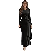 Lrhneeior Long Sleeve Velvet Formal Dresses for Women Scoop Neck Long Mermaid Evening Prom Gowns