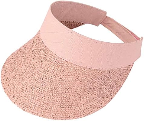 RIONA Womens Summer Straw Sun Visor Beach Straw Sun Hats Wide Brim UPF 50+