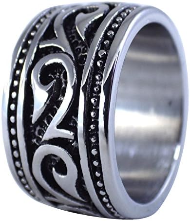 Fantasy Forge Jewelry Mens Hawaiian Makau Tribal Hook Ring HEI Matau Band Stainless Steel Size 8-16