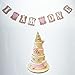 Baby First Birthday Cake Topper Decoration & Decorations Banner of “I Am One”- For Baby Girl (Unbleached)