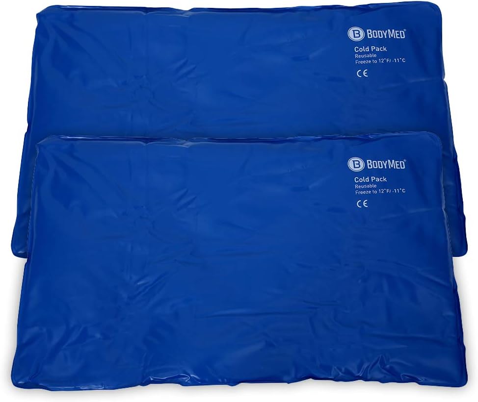 BodyMed Reusable Vinyl Ice Pack (2-Pack) for Knee, Arm, Elbow, Shoulder, Back - Professional Grade Cold Therapy for Injuries, Aches, Swelling, Bruises, Sprains - 21 in. x 13 in. (Oversize)