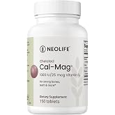 NeoLife - Chelated Cal-Mag Tablets with 1000 IU Vitamin D3 - Bone, Heart, and Muscle Function, Vitamin D, Double Amino Acid Chelation for Ideal Absorption,150 Tablet
