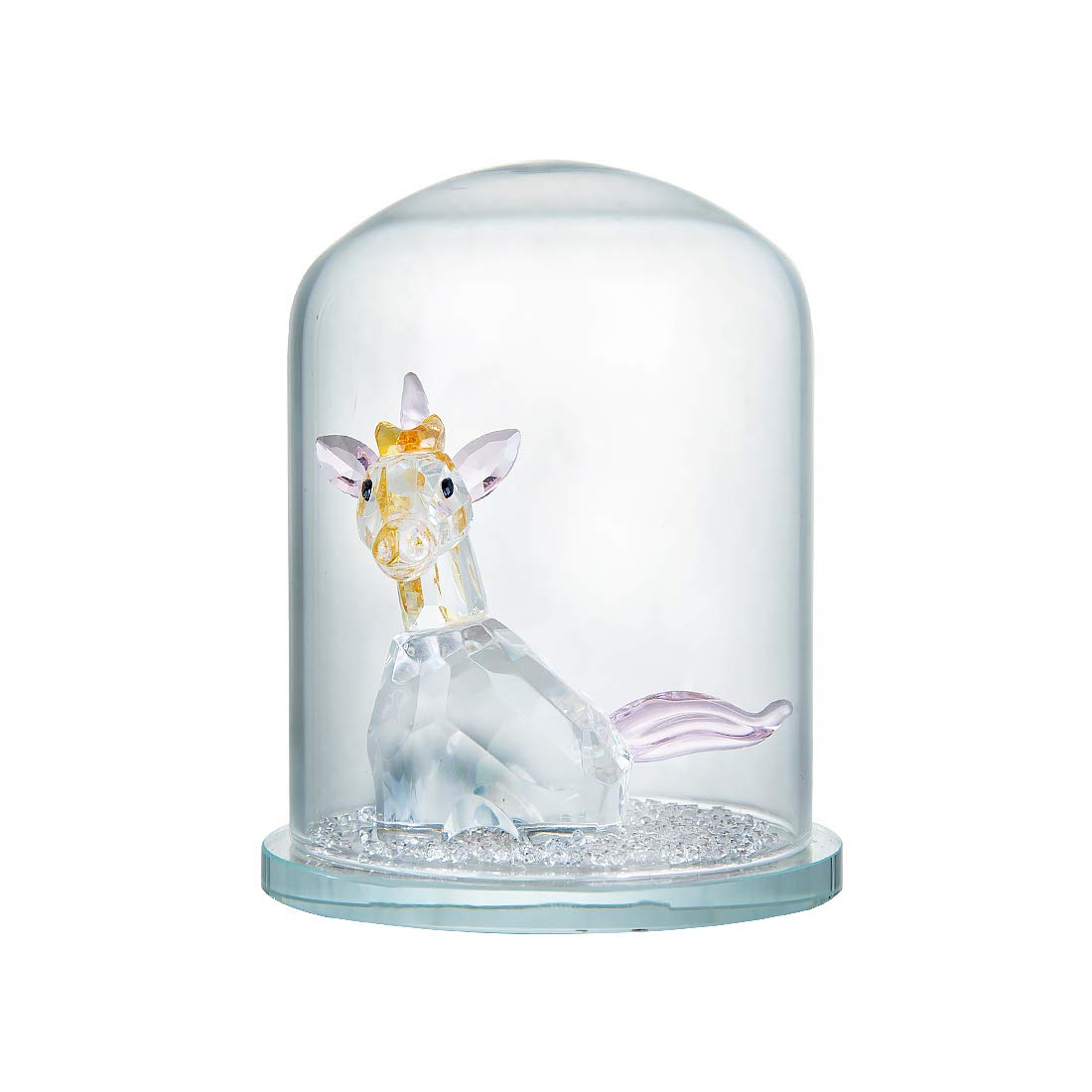 LONGWIN Crystal Unicorn Figurines and Rhinestones in a Glass Dome Home Decorative Ornaments Collectible