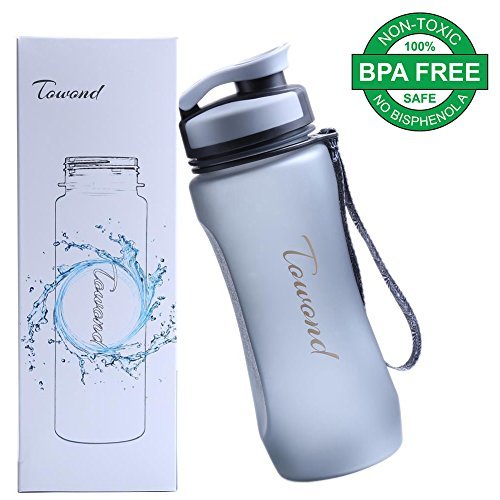 1L Large BPA Free Water Bottle for Sports Outdoor, Leak Proof Flip Top (Narrow/Wide Mouth 2 in 1) (Gray,600ml, .6L)