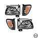 GOHATI Replacement Headlight GTYTC01-A4 Black Housing Amber Reflector Clear Lens & Black Trim Corner Light Combination Set compatible with Tacoma Pickup Truch 2001-2004 OE # 81150-04110 81110-04110