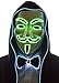 NEON NIGHTLIFE Light Up V for Vendetta Anonymous LED mask, Guy Fawkes Mask, One Size, Green