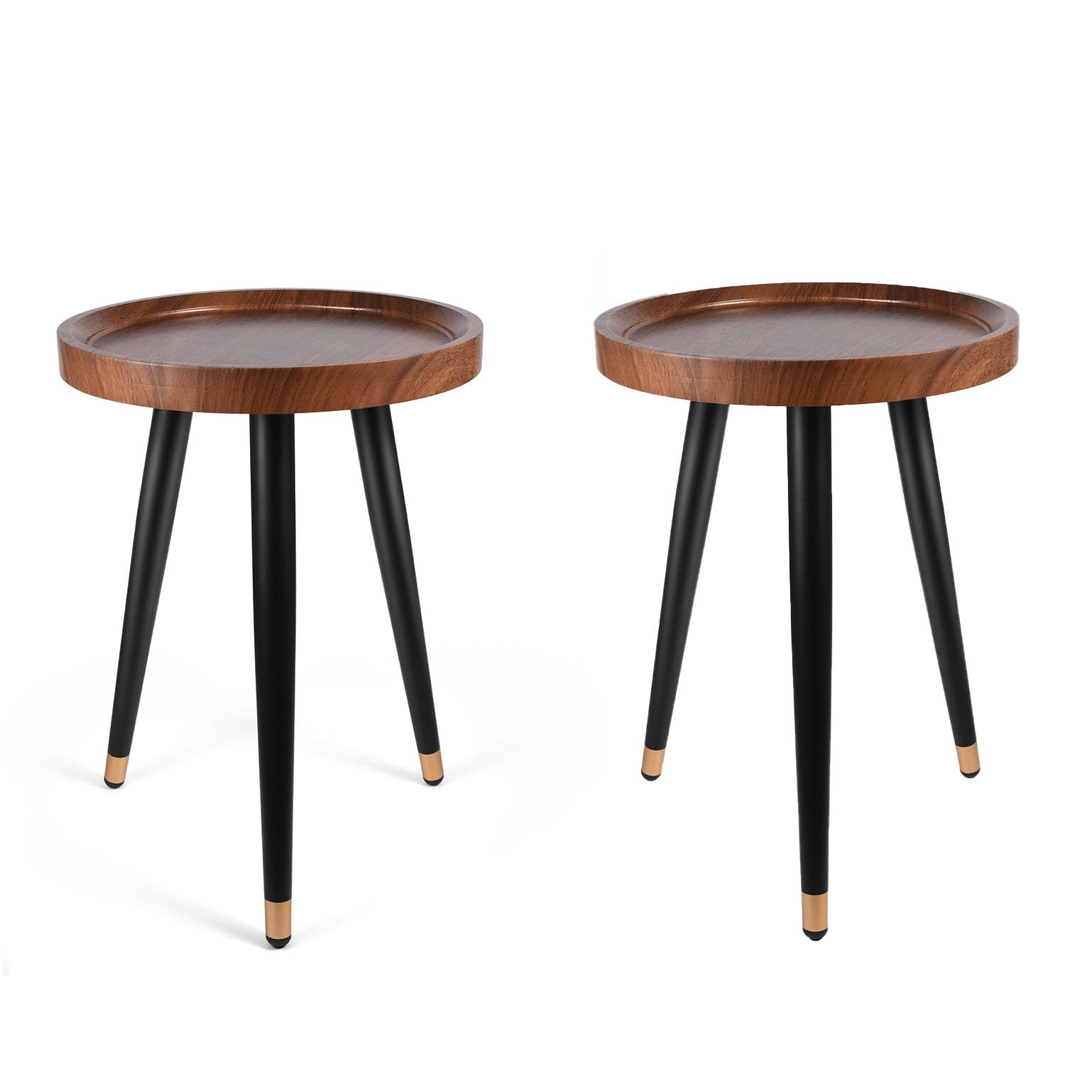 Photo 1 of KGPLOME Plant Stand Indoor,Mid Century Walnut Wood Plant Table, Heavy Duty Metal Tall Flower Pot Stand,Modern Round Small Side End Table with Raised Design(12"x17") (2, 12 x 17 in)