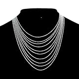 BRCbeads White Silver Plated 1.5mm Ball Chain Necklace 18 Inch With Loster Claw Clasp 10pcs per Bag