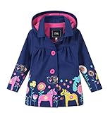 ZSHOW Girl's and Boy's Removeable Hooded Raincoat Waterproof Jacket with Fleece