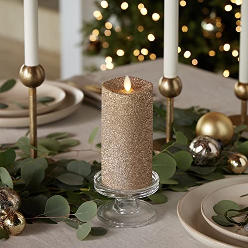Luminara Gold Glitter LED Pillar Candle