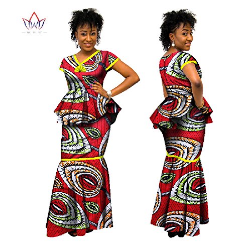 African Outfit 2 pieces Set Short Sleeve Casual Dashiki Shirt and skirt