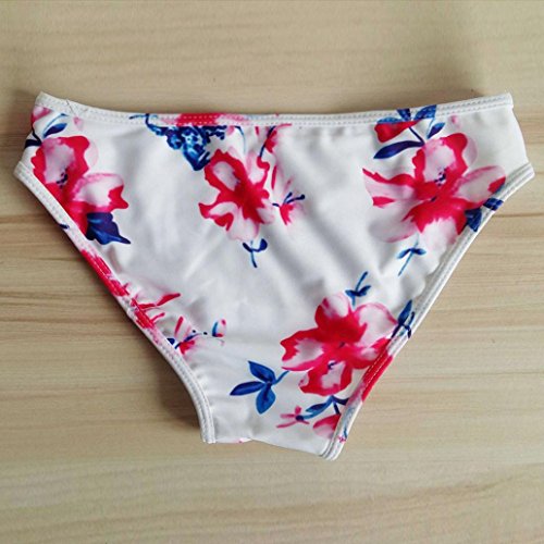 Womens Bathing Suit Swimsuit Floral Bandage Bikini Set Push-up Padded Bra Swimwear Summer Beachwear (S, White) Top Bottom