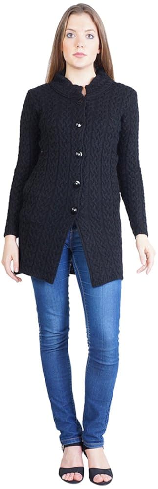 montrex acro wool winter long coat for women, girls (black)