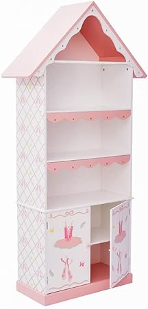 Weq Bucherregal Kinder Holzregal Vierstockigen Boden Bucherregal Prinzessin Raum Spielzeug Schrank Mit Tur Schrank Geschenk Color Pink Size 31 83 164cm Amazon De Kuche Haushalt