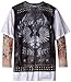 Faux Real Men's Big-Tall Biker Tattoo T-Shirt with Mesh Long Sleeves, Multi, 1X-Large/Big