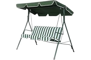 JEWELTH Patio Swing Canopy Replacement Top - 3 Seat Cover for Porch, Garden (Green/64 * 44 * 5.9)