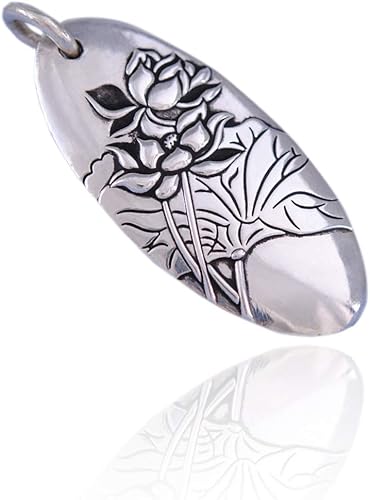 Amazon 990純銀シルバー 蓮の花 ペンダントネックレス レディースメンズ ヴィンテージ彫り花 ジュエリー ハンドメイド 古風の文芸 ネックレス 通販