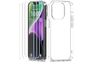 XClear for iPhone 14 Phone Case Screen Protector [Premium Bundle] [Military Grade Drop Tested] [Not Yellowing Bumper] - Clear Case + 3 Pack Tempered Glass (2022/6.1 inch)