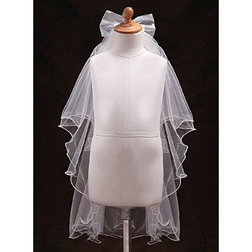 Flower Girl Catholic Religious First Communion Veil Headband with Bow MGV06