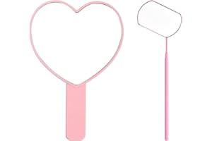 TBWHL Heart-Shaped Travel Handheld Mirror, Cosmetic Hand Looking Glass with Handle Hand Held for Shaving Single-Sided Portable Travel Vanity Mirror Men & Women (Lash Mirror & Heart Mirror, 2)