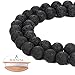 BEADNOVA Black Lava Beads Natural Crystal Beads Stone Gemstone Round Loose Energy Healing with Crystal Stretch Cord for Jewelry Making (10mm, 32-34pcs)