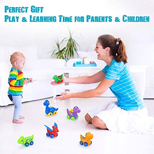 LUKAT Baby Dinosaur Toys for 1-2-3 Year Old Toddlers Pull Back Dino Car Toys for Boys and Girls Infants Mini Animal Toys for Kids ( 6-Pack ) - Thumbnail 5