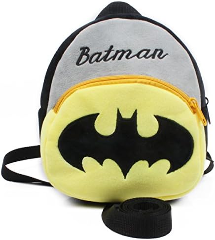 Angelry 2-in-1 Toddler Walking Safety Harness Backpack Baby Cute Cartoon Plush Bag with Anti-lost Leash for 1-3 Years Old Kids (Batman)