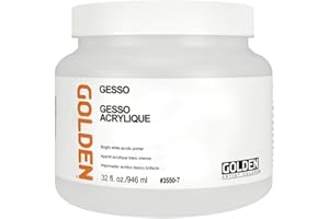 GOLDEN ARTIST COLORS GOLDEN Gesso, 32 fl. oz. Jar, Professional Acrylic Gesso, Opaque