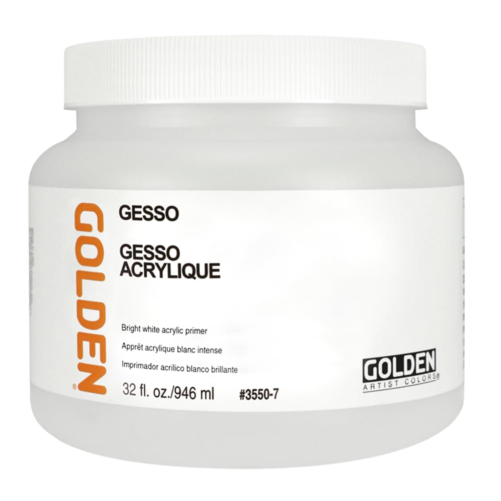 GOLDEN Medium Acrylic: GESSO Acrylic 946ml Excellent Semi Absorbent Surface for Oils and Acrylics