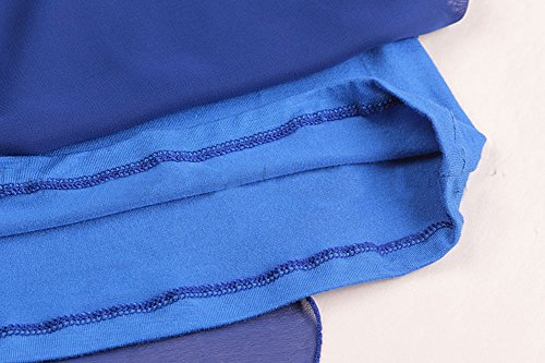 Shawhuaa Womens Batwing Sleeve Irregular Hem Chiffon Blouse T-Shirt Tops X-Large Royal Blue - Thumbnail 4