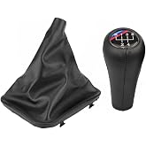Car Gear Shift Knob Shifter Lever and Manual/Auto Gear Shifter Gaiter Dust Boot Cover for BMW E30 E34 E36 E46 Z3 (5 Speed)