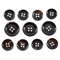 Set of 11 Premium Genuine Dark Espresso Brown Buffalo Horn Buttons for Sport Coats, Blazers, and Suit Jackets