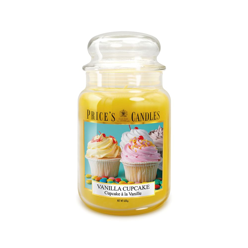 Price's - Vanilla Cupcake Large Jar Candle - Sweet, Delicious, Quality Fragrance - Long Lasting Scent - Up to 150 Hour Burn Time