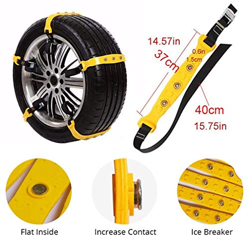 FairyMe Tire Chains Car Safety Chains Cable Traction Mud (Yellow Narrow) - Thumbnail 2