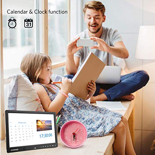 Digital Photo Frame, Cornmi Digital Picture Frame Music HD Body Motion Sensor Auto Rotation Alarm Calendar Video Player With Remote Control for Wedding Commemoration Valentine's Day gift