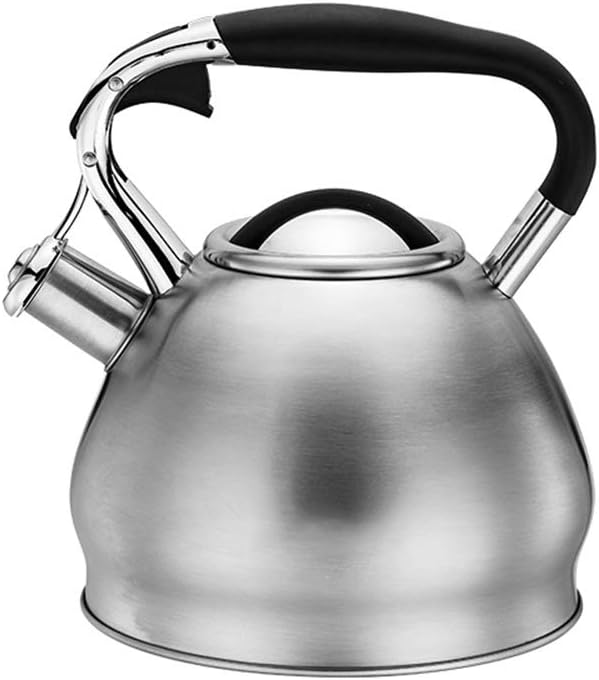CJK Stovetop Kettles,Stainless Steel Stovetop Kettle With Insulation Handle Safe Induction Gas Hob Teapot For All Stovetops Home Camping (color : Silver, Size : 3l)