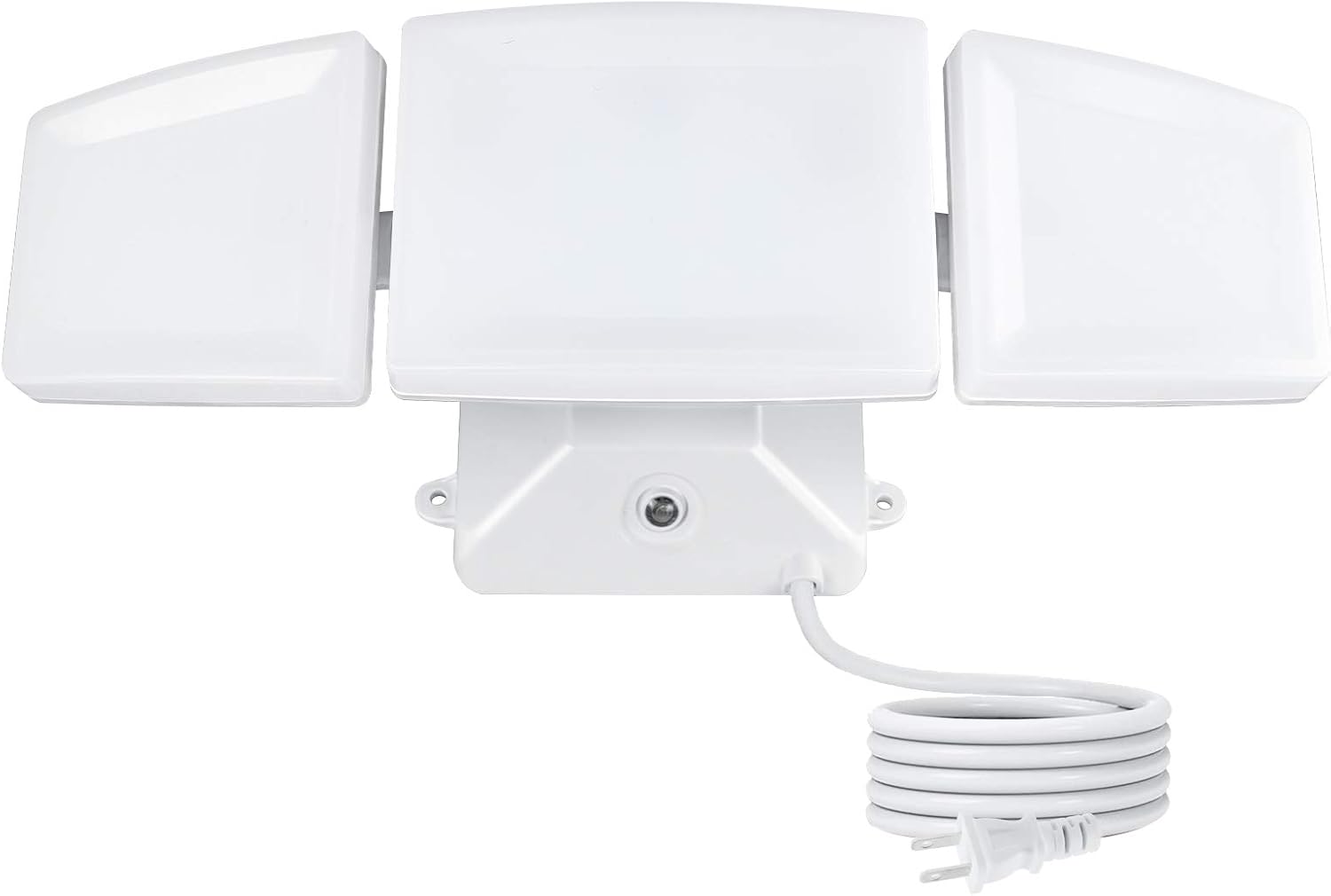 FAGUANGAO Dusk to Dawn LED Security Light,35W Photo Sensor Flood Light,5000k Daylight,3200lm, IP65 Waterproof,Adjustable 3 Heads Wall Light for Eave,Garage, Porch, Yard, White