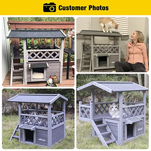 Aivituvin Cat House Outdoor Indoor Feral Kitty Houses with Escape Door