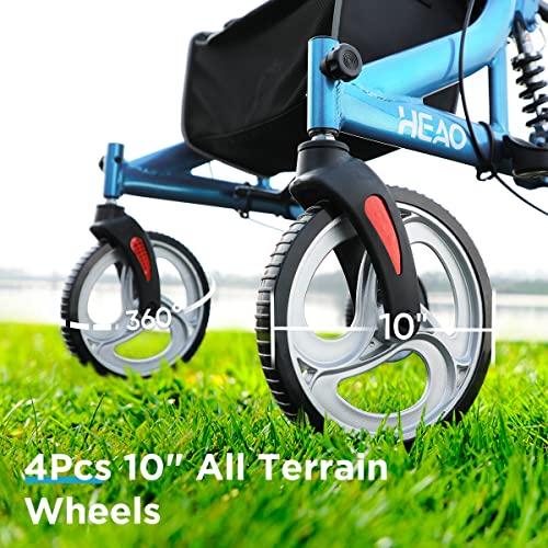HEAO Rollator Walker with Seat for Seniors,4 x 10" Wheels Upright