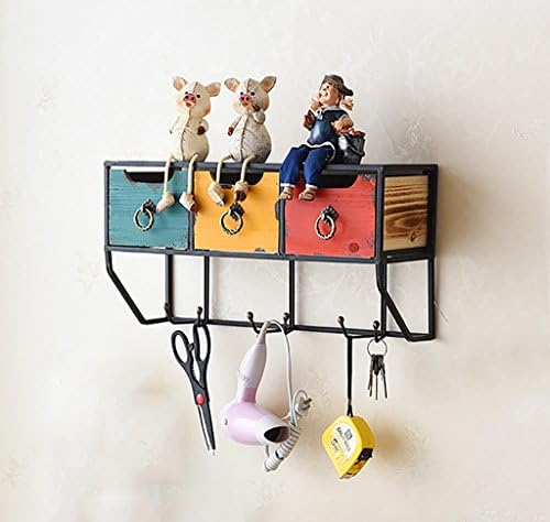 JPZSJ Vintage Wrought Iron Drawers Debris Storage Cabinets Living Room Study Wall Shelves (Size: 481725cm) Decorative Frame