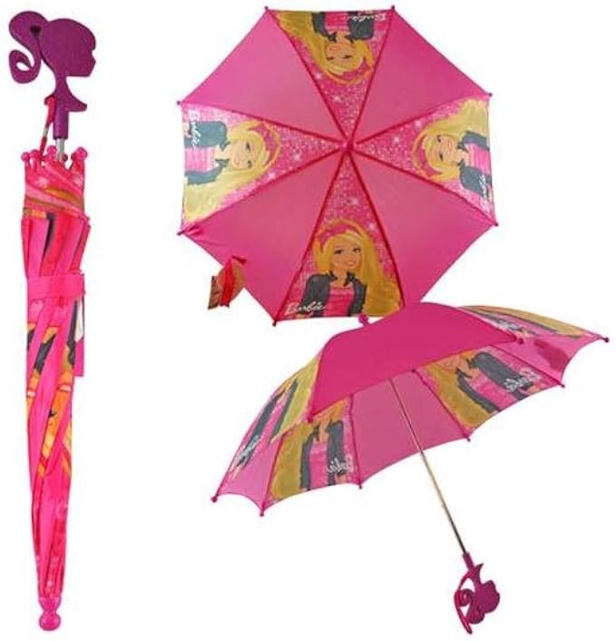 Barbie Girl's Pink Umbrella with 3D Handle Umbrellas