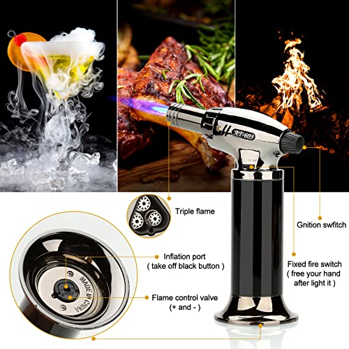 Kit Ahumador de Whisky CóCtel con Antorcha, Kit de Coctelería, Whisky Bourbon con 4 Tipos de Virutas de Madera Y 6 Trozos De Granito, Idea de Regalo para Amantes del CóCtel, Hombres, Papá, Marido,Jefe