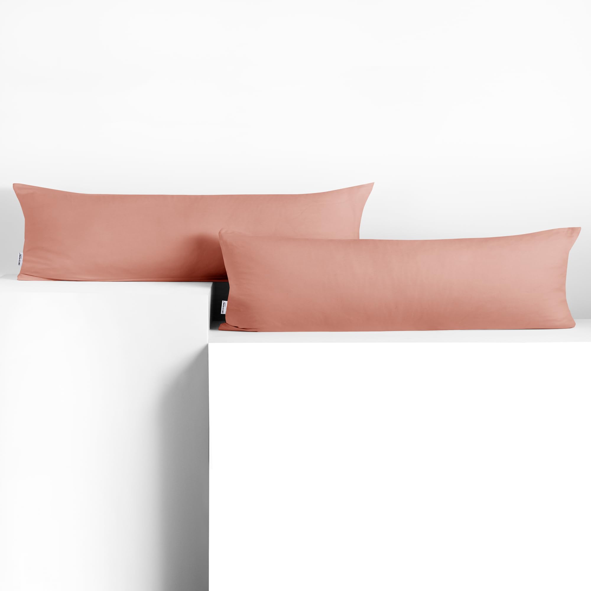 DecoKing 2 Pillowcases 20 x 120 cm Jersey 100% Combed Cotton Zip Salmon Amber